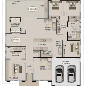 House Plan#299.1 Skillion: Modern Home Plans for Sale – 4 Bedroom House Designs & Floor Plan PDFs