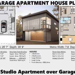 House Plan#149.3 MK2  Garage Apartment: 2 bedroom garage apartment plan–DIY garage apartment floor plans–country style garage apartment plan