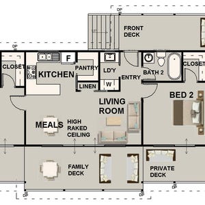 House Plan#139.9 David:Charming 827 Sq. Ft. Granny Flat - Cozy 2-Bedroom Country House Plans and Tiny Home Design