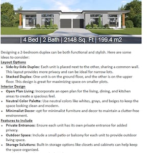 Plattegrond huis # 281 DU: 77 x 42' (23,7 x 12,1 meter) ontwerpplan - Twin Oaks Essential Information-pakket bevat copyrightlicentie afbeelding 3