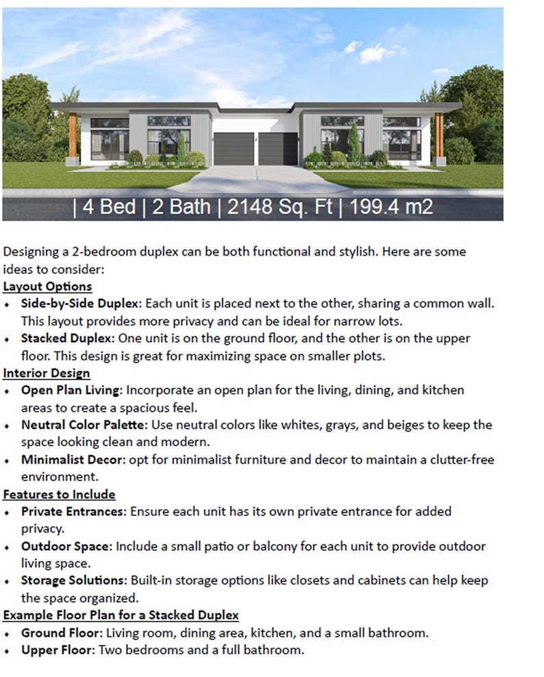 Plattegrond huis # 281 DU: 77 x 42' (23,7 x 12,1 meter) ontwerpplan - Twin Oaks Essential Information-pakket bevat copyrightlicentie afbeelding 3
