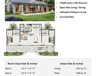 House Plan#117.8: 29' X 49' (14.9 X 8.7) Country Ranch House