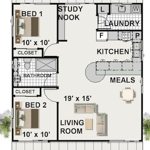 30&#39; 0&quot; x 47&#39; 1&quot;  SMALL HOME - Small and Tiny Home Design - Wheelchair-Accessible Blueprints