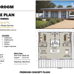 House Plan #59 &quot;Tamika&quot; – Modern Granny Flat Design | 641 Sq Ft (59 sq meters) Small & Tiny Home Construction Blueprints