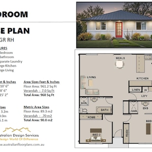 House Plan#90GR: Modern 2 Bedroom House Plan – 90  Meters (968 sq ft) | Small Home or Granny Flat Design