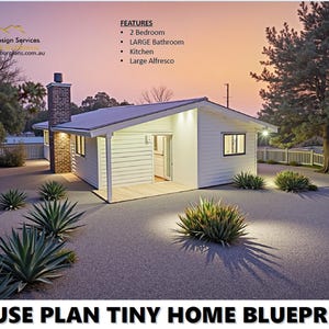 House Plan#81.2 RH: Modern ADU Flat - Small and Tiny Home Design 659 Sq. Feet 61.9 Sq Meters- Ranch Style 2 Bed House Plans Blueprints