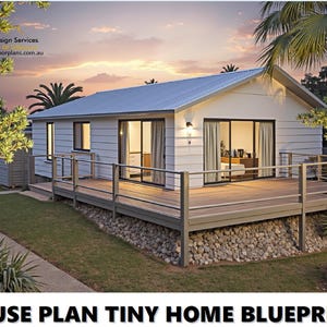 Huisplattegrond #80KR- Modern Grandma Flat - Small and Tiny Home Design 1023 m² Voeten (96 vierkante meter) - landhuisplattegronden met 2 slaapkamers, blauwdrukken