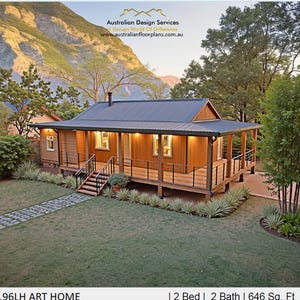 Small Home Design#97.96LH ART HOME :  2 Bed + 2 Bath Consultation Set House Plans | 664 Sq. Ft  (61.7 sq meters)  Country Cottage