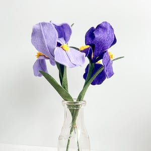 Felt Iris Flower Stem, Cottagecore Home Decor