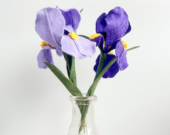 Felt Iris Flower Stem, Cottagecore Home Decor
