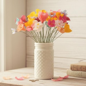 BRIGHT Paper Wildflowers for Cottagecore Weddings, Home Decor and Nursery Decor - Handmade Flowers