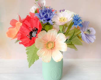 Crepe Paper Flower Stem Bar: Custom Bouquet, Minimalist Boho Decor - Build a bouquet