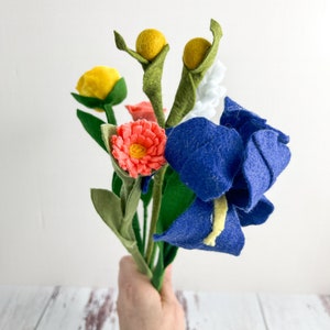 Springtime Bliss Bouquet, Blues Wildflower Mix, Farmhouse Style Decor, Cozy Home Vibes, Unique Floral Arrangement image 4