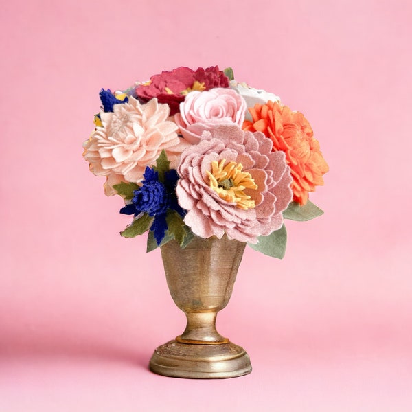 Felt Peonies - Handmade Felt Flowers - Minimalist Decor- Gift ideas for friend - Gift or Cake Topper - Boho Home Decor - cottagecore Decor