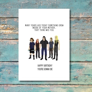 Cartão de aniversário de Dethklok Metalocalypse - Cartão de aniversário de Dethklok - Cartão de aniversário de Murderface - Baterista de Pickles Tiki Wartooth - skwisgaar