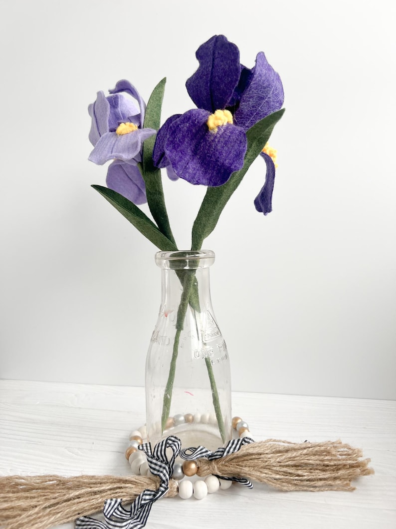 Filz Iris Blumenstängel, Cottagecore Home Decor Bild 15