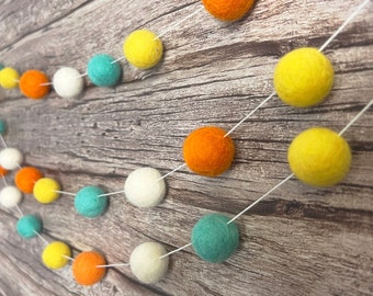 Beachy Citrus Classic Farmhouse Decor, Felt Wool Garland