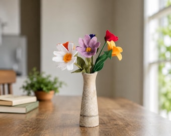 6er-Packung dicke Filzblumen mit Stiel und Blättern | Filzblumen als Geschenk für Lehrer, zum Schulabschluss und für neue Lebensabschnitte
