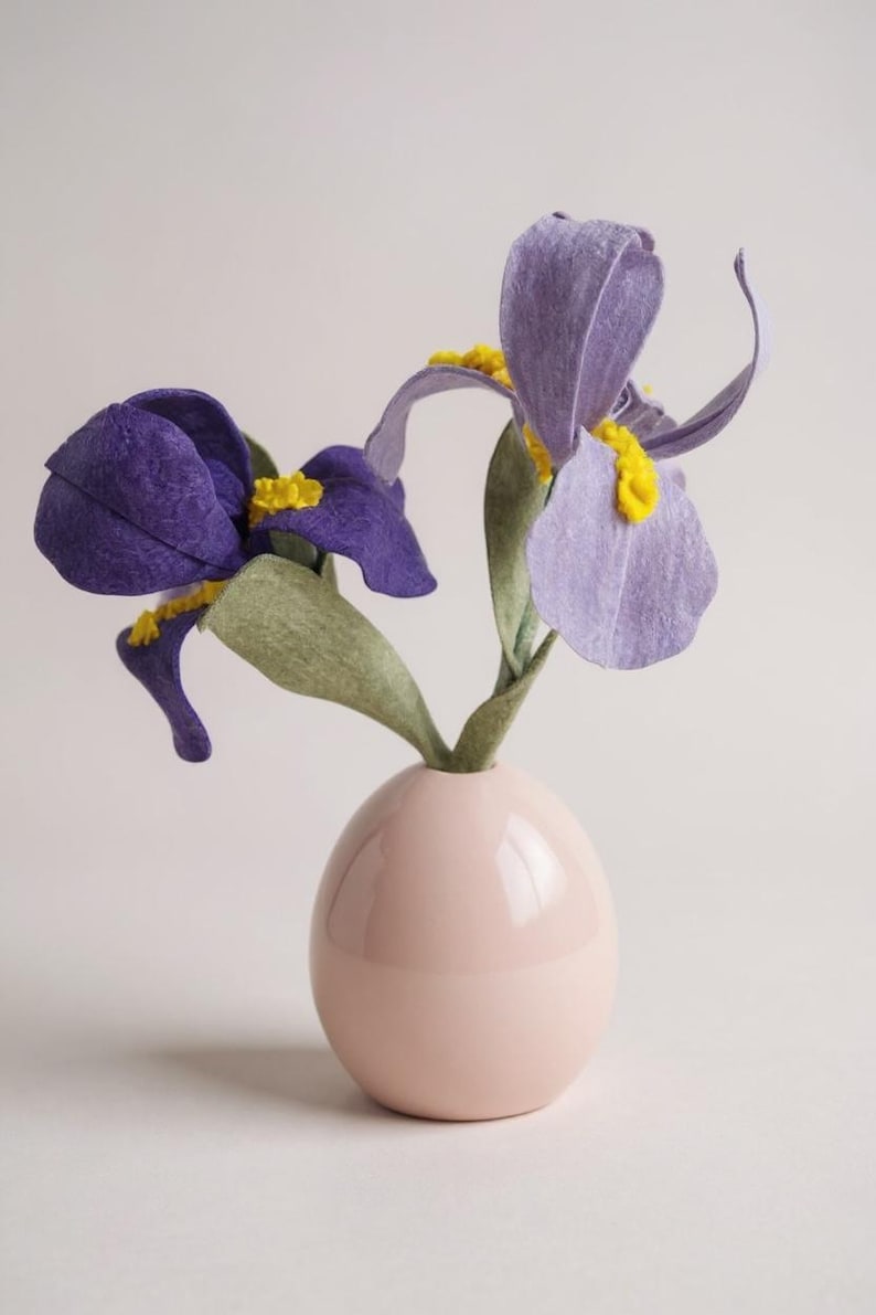Filz Iris Blumenstängel, Cottagecore Home Decor Bild 3