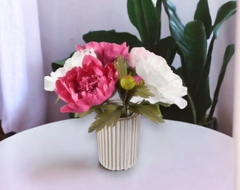 Crepe Paper Duchess Peony Stem  — Peony Bouquet — Home Decoration — Birthday Gift — Graduation Gift — Wedding Flowers — Anniversary Gift