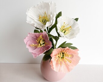 Crepe Paper Poppy - Icelandic Poppy - Spring Flower Vibes — Birthday Gift — Graduation Gift — Wedding Flowers — Anniversary Gift