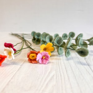 Assorted Colors Adorable Felt Flower Stems, Pretty Boho Style Flowers, Felt Flowers for making a bouquet, Pretty Gift for Her, Housewarming image 9