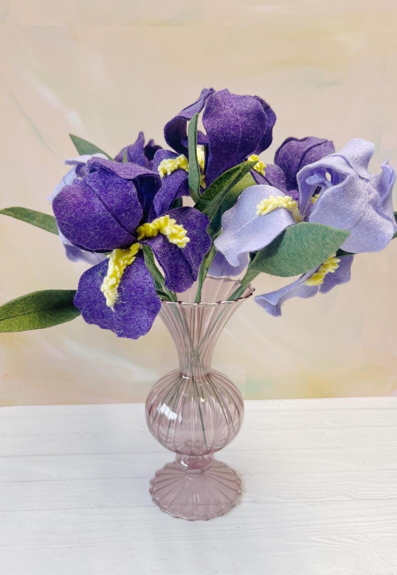 Filz Iris Blumenstängel, Cottagecore Home Decor Bild 16