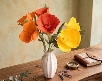 Paper California Poppy Stem
