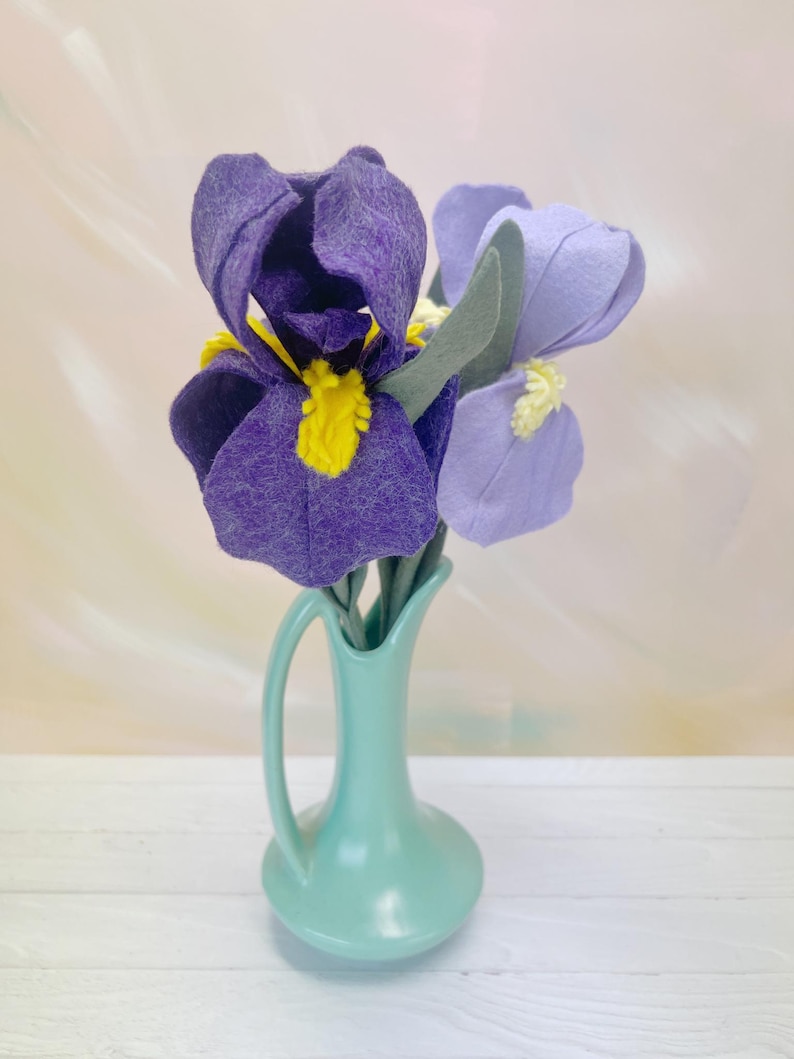Filz Iris Blumenstängel, Cottagecore Home Decor Bild 2