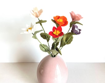 Set van 6 wilde bloemen met bladeren - prachtige wilde bloemen voor decoratie