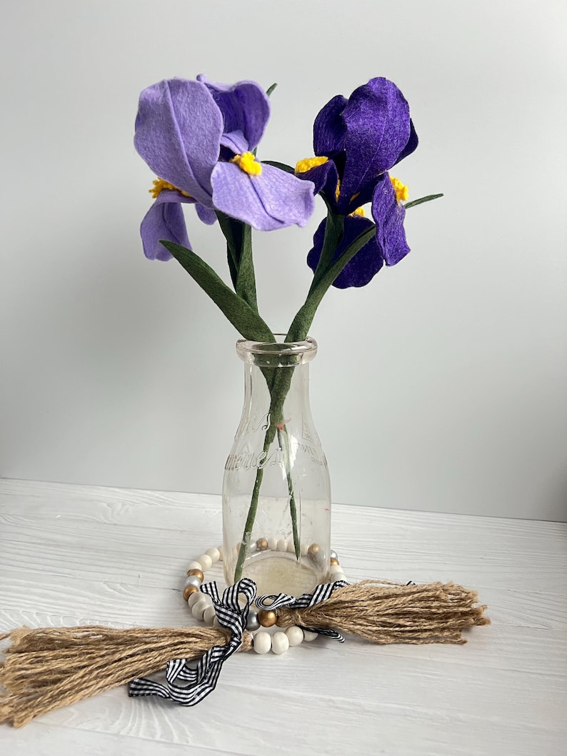 Filz Iris Blumenstängel, Cottagecore Home Decor Bild 13