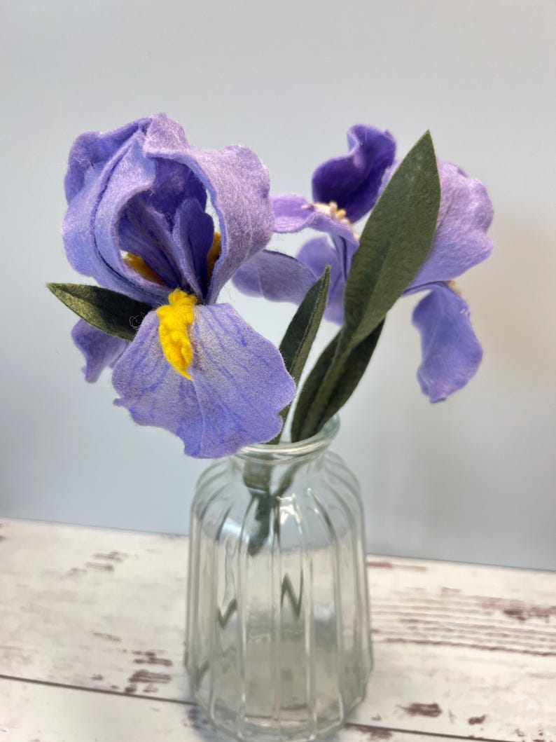 Filz Iris Blumenstängel, Cottagecore Home Decor Bild 12