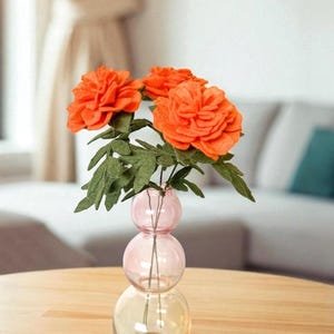 Marigold Flowers for Vase – Handmade Día de los Muertos Decor – Orange Wool Flowers for Day of the Dead Altar or Home Display