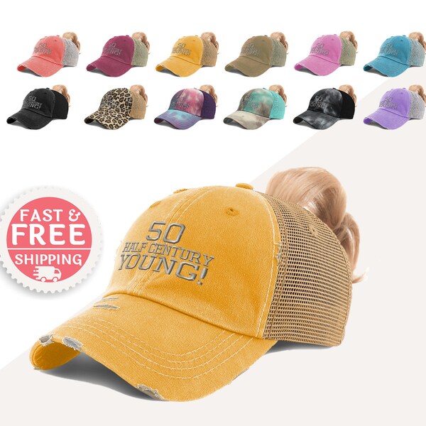 Casquette Baseball Pailletée Vert Eau - Avec Ouverture Pour Queue De Cheval (ponytail) - Taille Réglable Unisexe