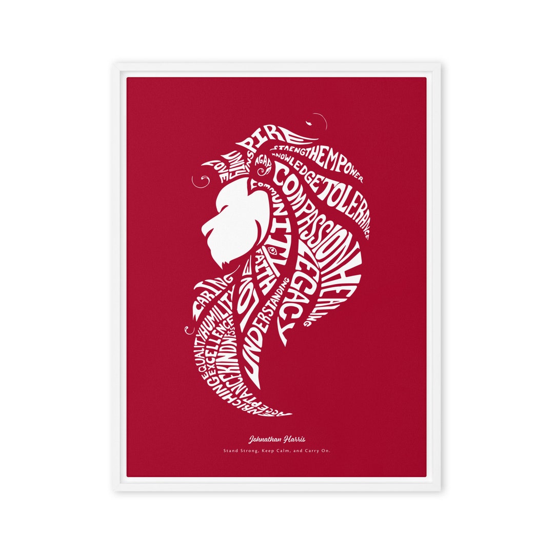 Personalized Word Art Framed Canvas Print Lion Leadership Etsy