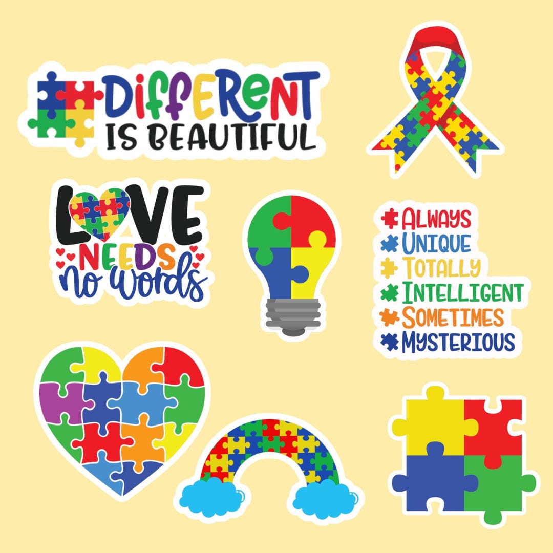 Autism Awareness Sticker Pack | Neurodiversity Support Decals (8 Pack ...