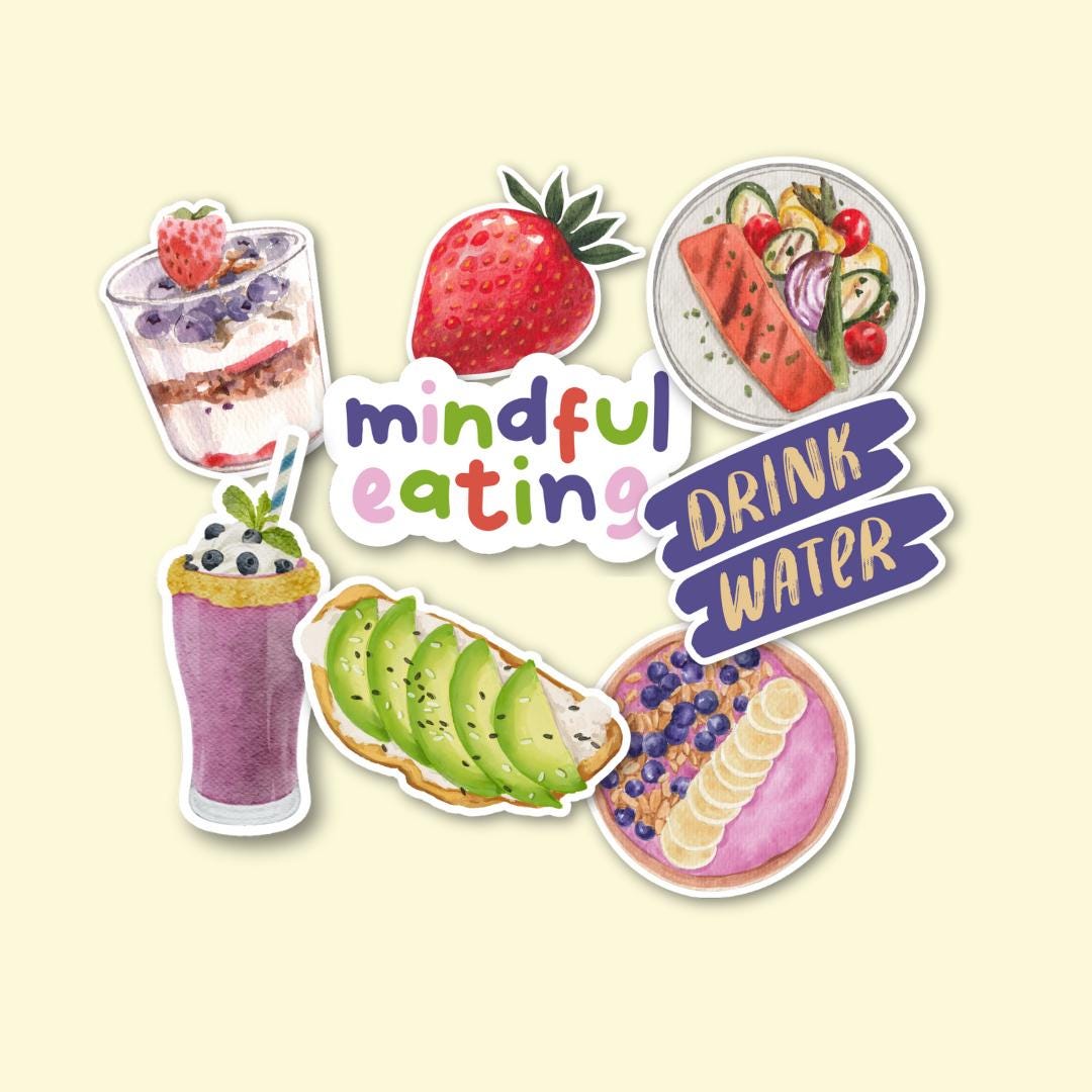Healthy Food Sticker Pack – 8 Cute Waterproof Vinyl Stickers | Foodie ...