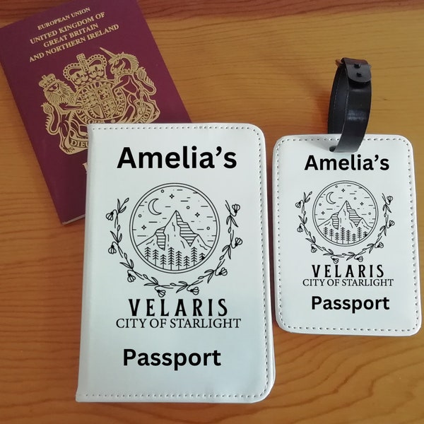 Personalised passport cover, luggage tag,  custom passport, Acotar Velaris,  SJM, City of Starlight Passport cover, The Night Court
