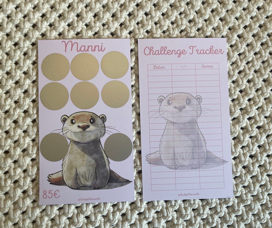 Scratch Challenge Otter Manni Sparchallenge Pink A6 Etsy