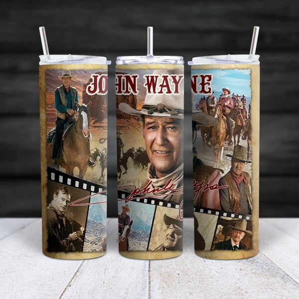 John Tumbler, 20 Oz Tumbler,  Cowboy Travel Cup, Vintage Vibes, Skinny Tumbler, Gift for Him, Birthday Present, Friend Gift, Gift for Dad,