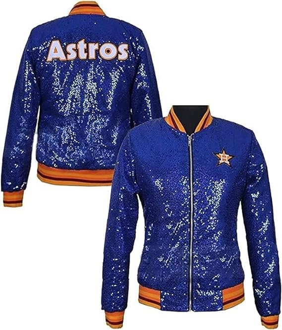 Astros Blue Sequin Bomber Jacket for Womens / Outerwear Party Etsy