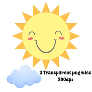 Imágenes Prediseñadas de sol sonriente, imágenes prediseñadas de sol feliz, imágenes prediseñadas de nube, gran recorte de decoración, decoración recortada, decoración sol tema cumpleaños, pastel Smash recorte