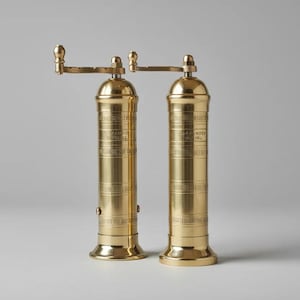 Juego de molinillo de sal y pimienta de latón, molinillo de pimienta tradicional griego, regalo de lujo para inauguración de la casa, decoración de cocina, regalo de boda para pareja