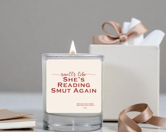 Smells Like She's Reading Smut Again Candle | Funny Book Lover Gift | Cozy Scented Soy Candle for Readers & Bibliophiles