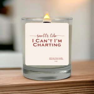 Funny Nurse Candle - Smells Like I Can’t I’m Charting Soy Wax - RN Gift, Nursing Student, Nurse Appreciation, Medical Humor
