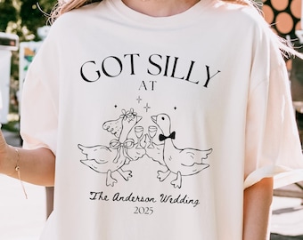 Custom Wedding Tshirt Toss Comfort Colors Shirt, Silly Goose Cocktail Wedding, Personalized Wedding Merch Newly Wed Gifts, I Got Sauced Tee