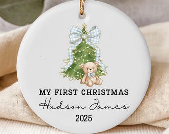 Baby Boy First Christmas Ornament, Boys First Xmas Ornament with Baby Name, Personalized Baby Boy Keepsake Ornament 2025