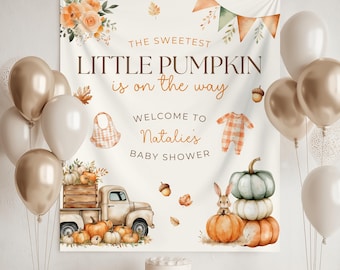 Little Pumpkin Baby Shower Party Backdrop, Fall Orchard Themed Baby Shower Banner, Thanksgiving Baby Sprinkle Photo Background