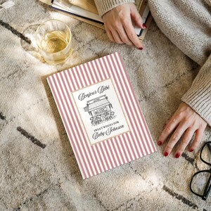 Livro de recordações personalizado do chá de bebê Bonjour Bebe Cafe, livro de visitas estilo francês preppy para chá de bebê, livro de memórias com os melhores desejos para o bebê em Paris, diário de gravidez imagem 2