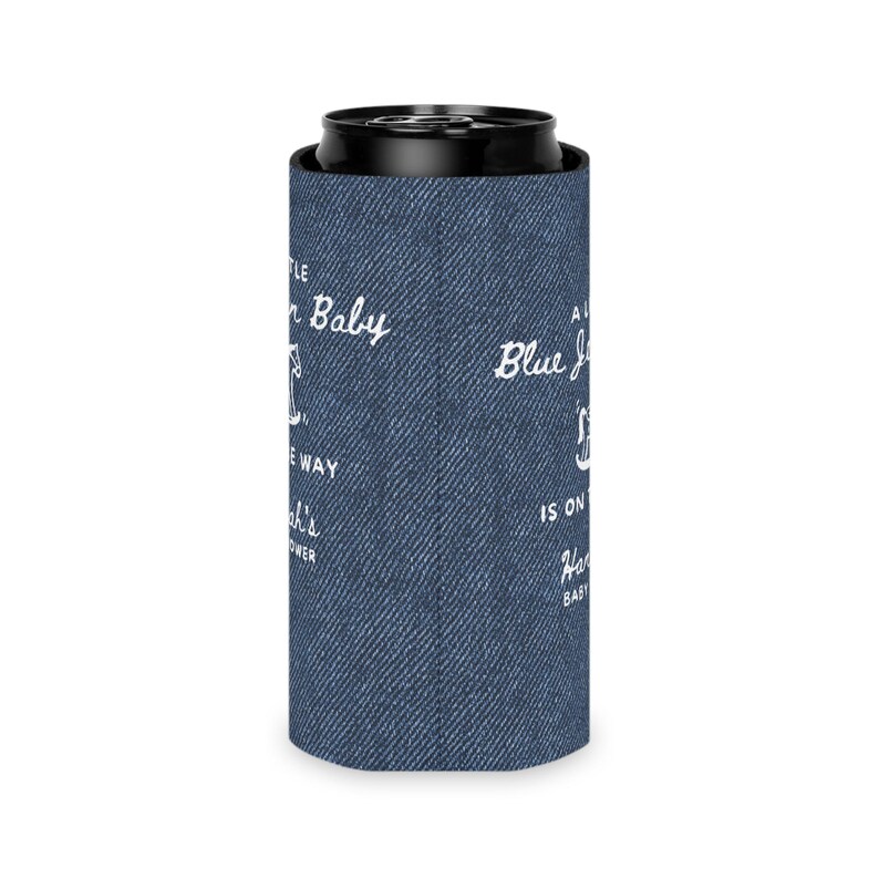 Custom Blue Jean Baby Denim Style Can Cozie, Western Baby Shower Party, Blue Jean Baby Shower Favors, Cowgirl Cowboy on the Way Drink Cooler image 11